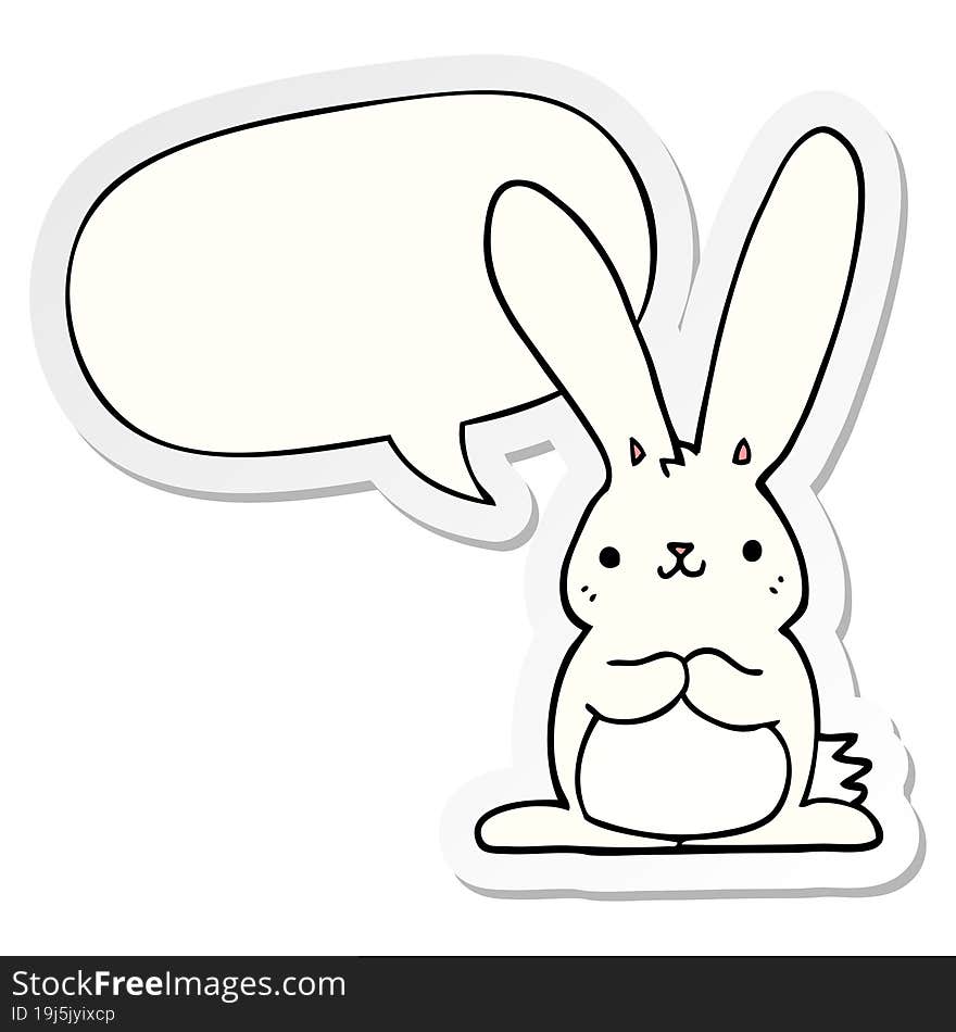 Cartoon Rabbit And Speech Bubble Sticker