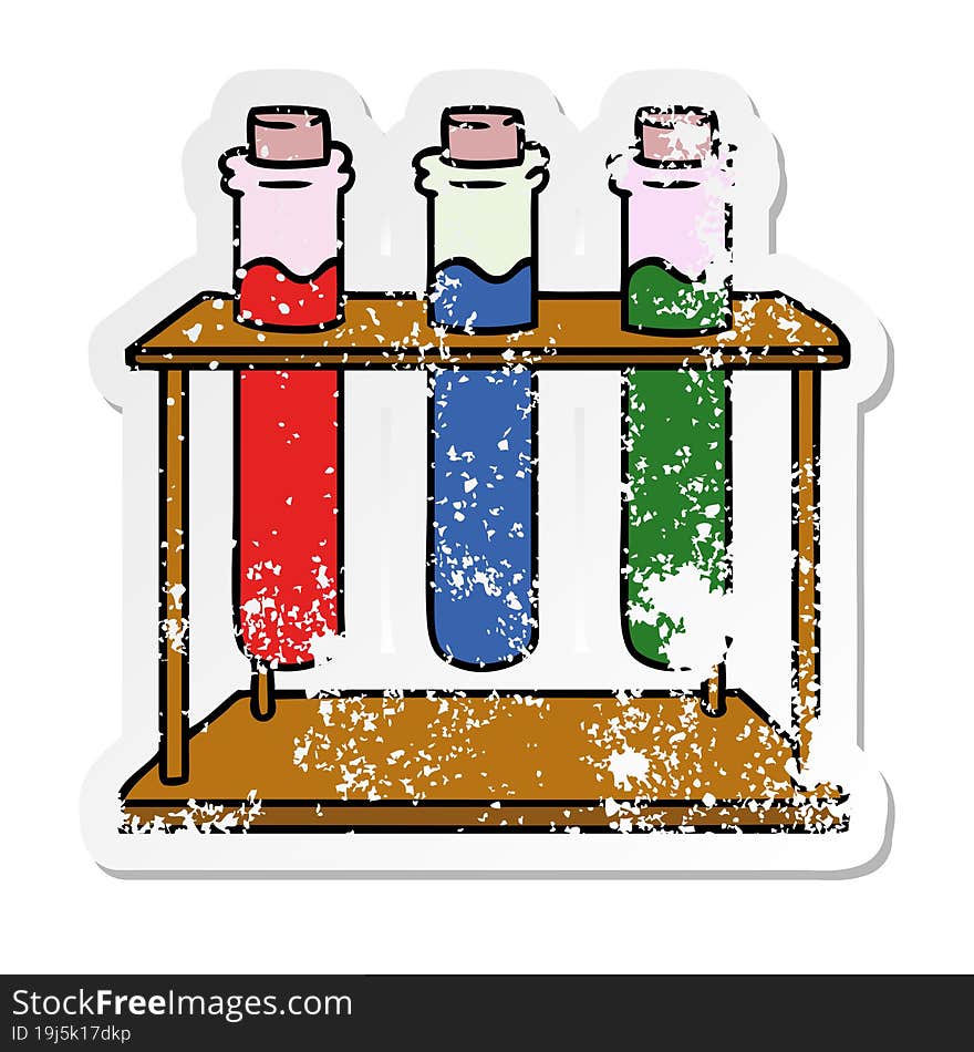 Distressed Sticker Cartoon Doodle Of A Science Test Tube