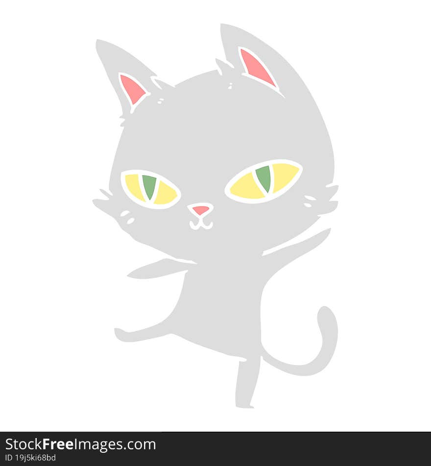 Flat Color Style Cartoon Cat Staring