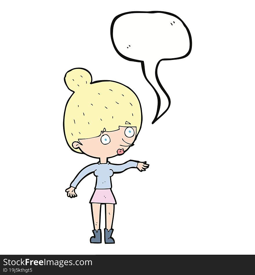 cartoon surprised woman with speech bubble