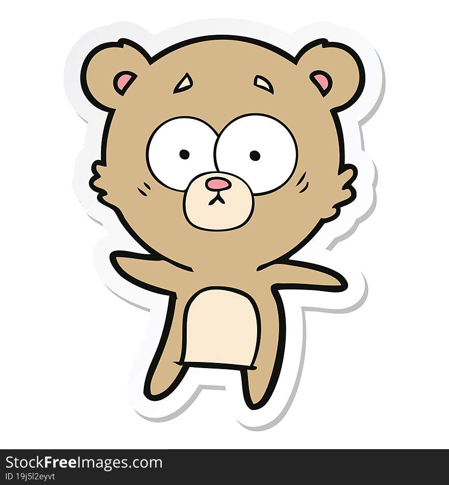 sticker of a anxious bear cartoon