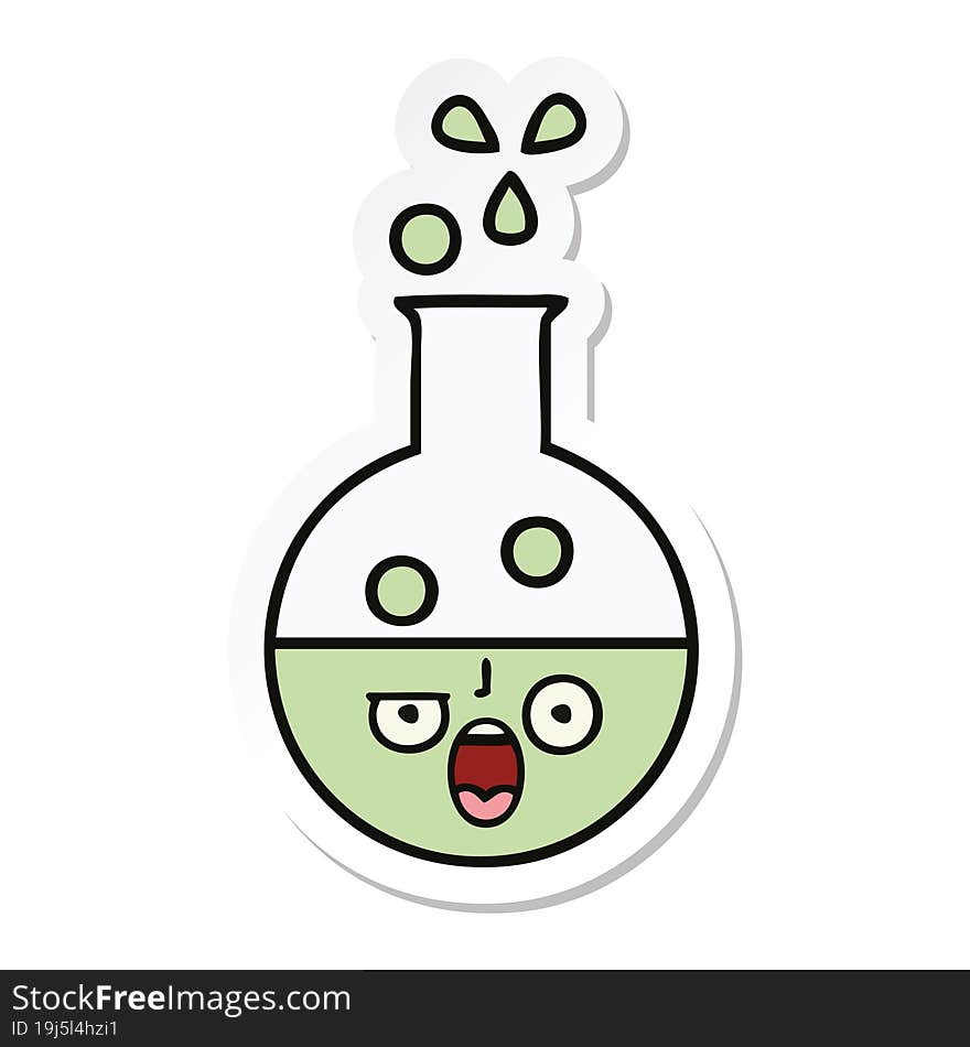 sticker of a cute cartoon test tube