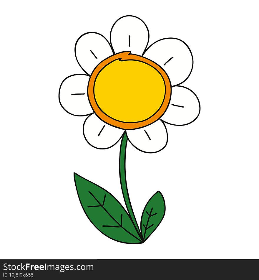 Quirky Hand Drawn Cartoon Daisy