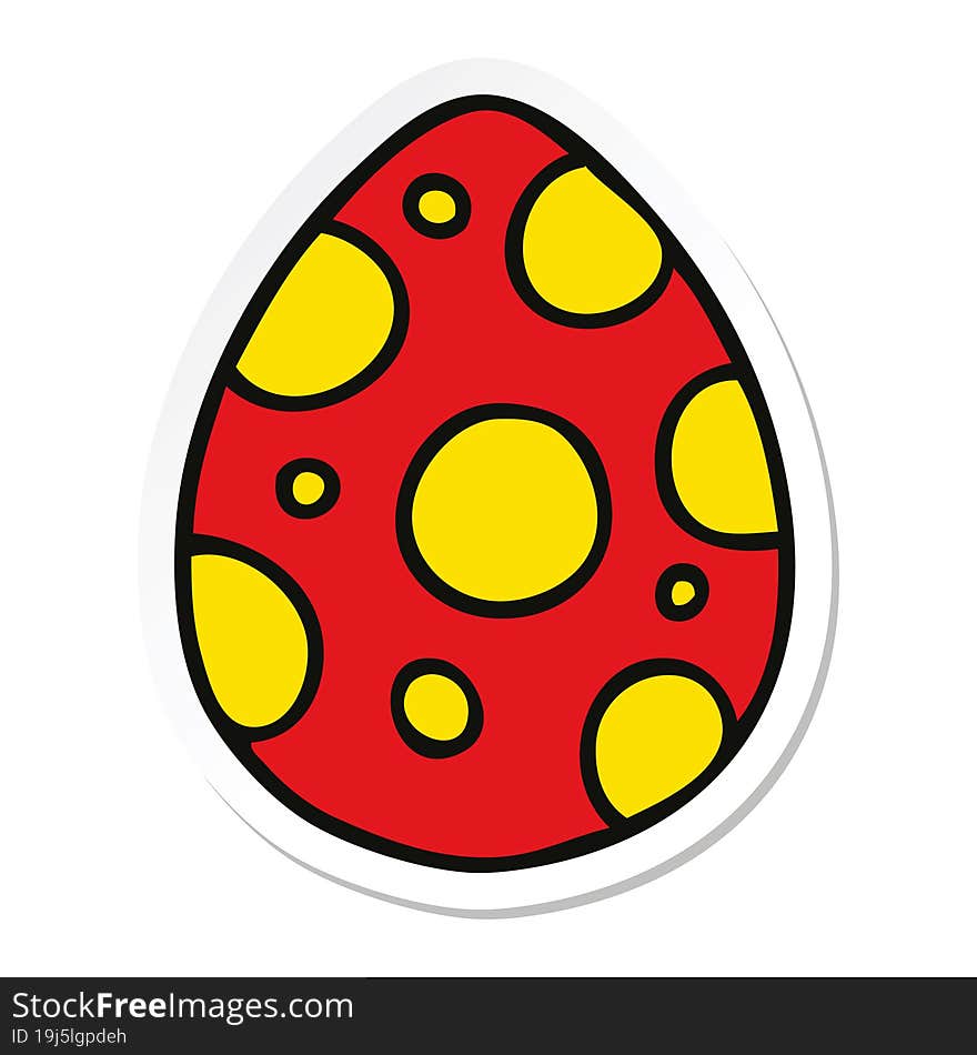 sticker of a quirky hand drawn cartoon easter egg