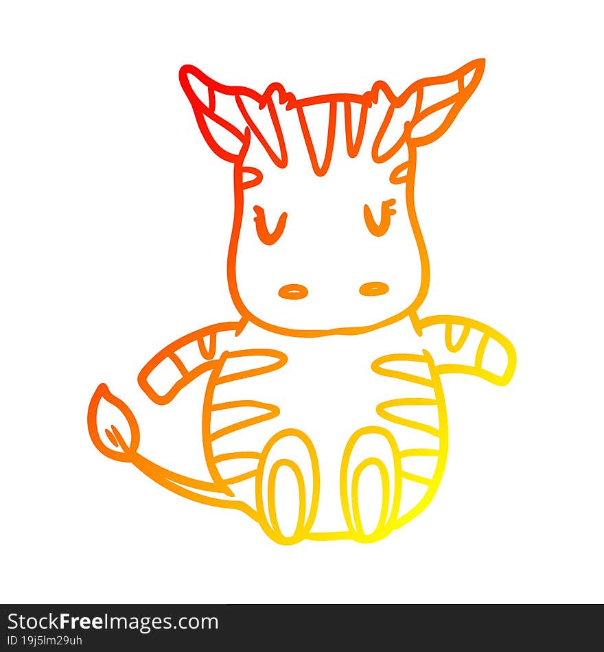 Warm Gradient Line Drawing Cute Zebra