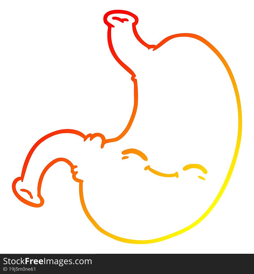 warm gradient line drawing of a cartoon stomach