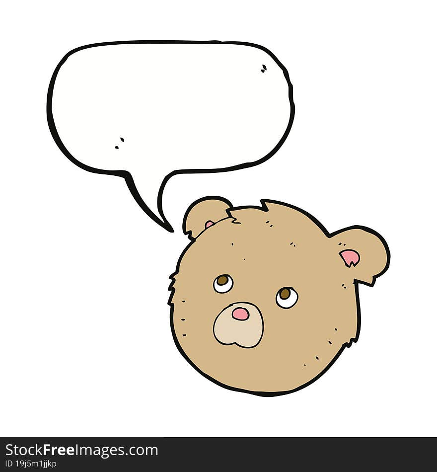 cartoon teddy bear face with speech bubble