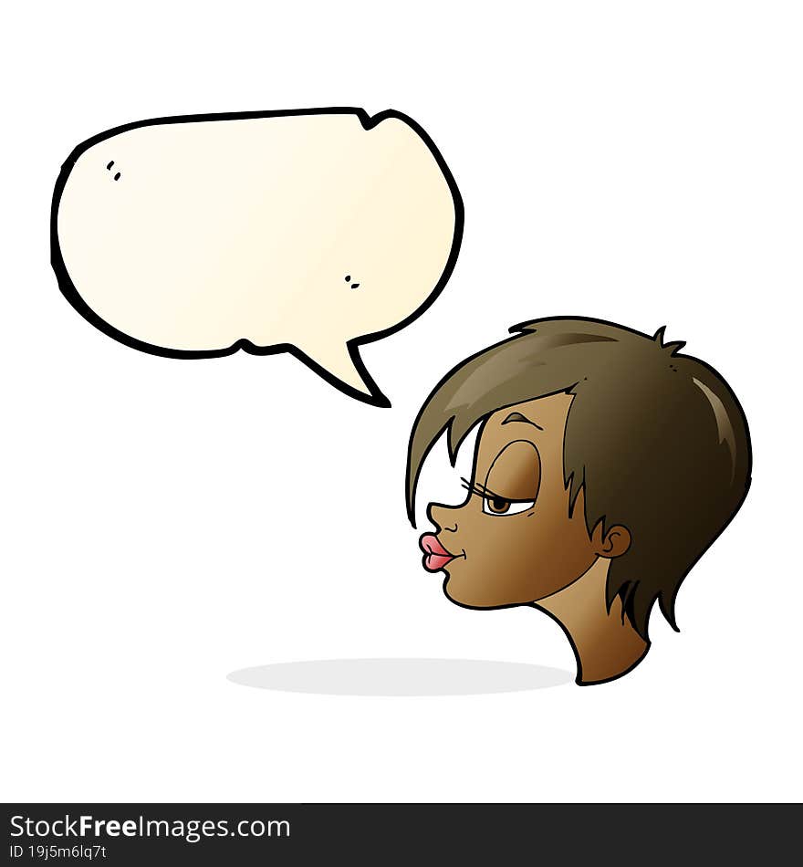 cartoon pretty woman with speech bubble