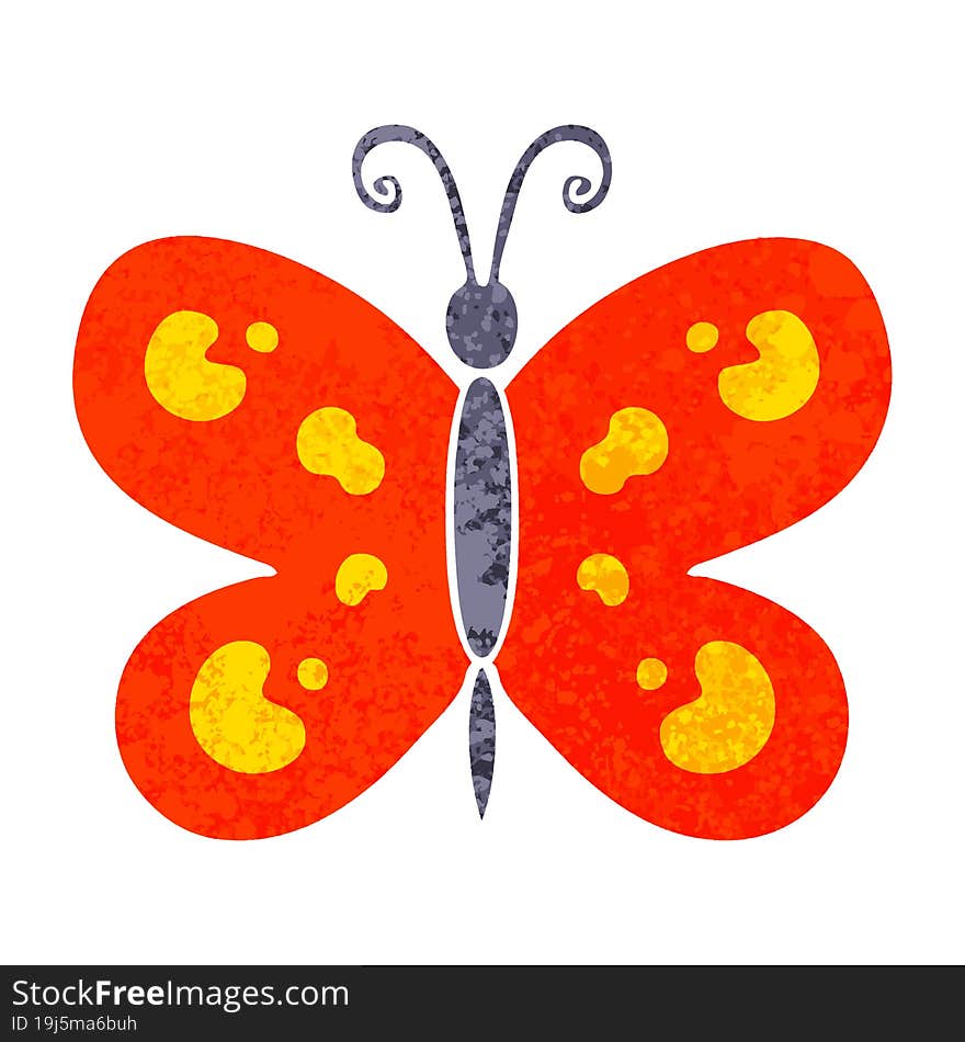 Quirky Retro Illustration Style Cartoon Butterfly