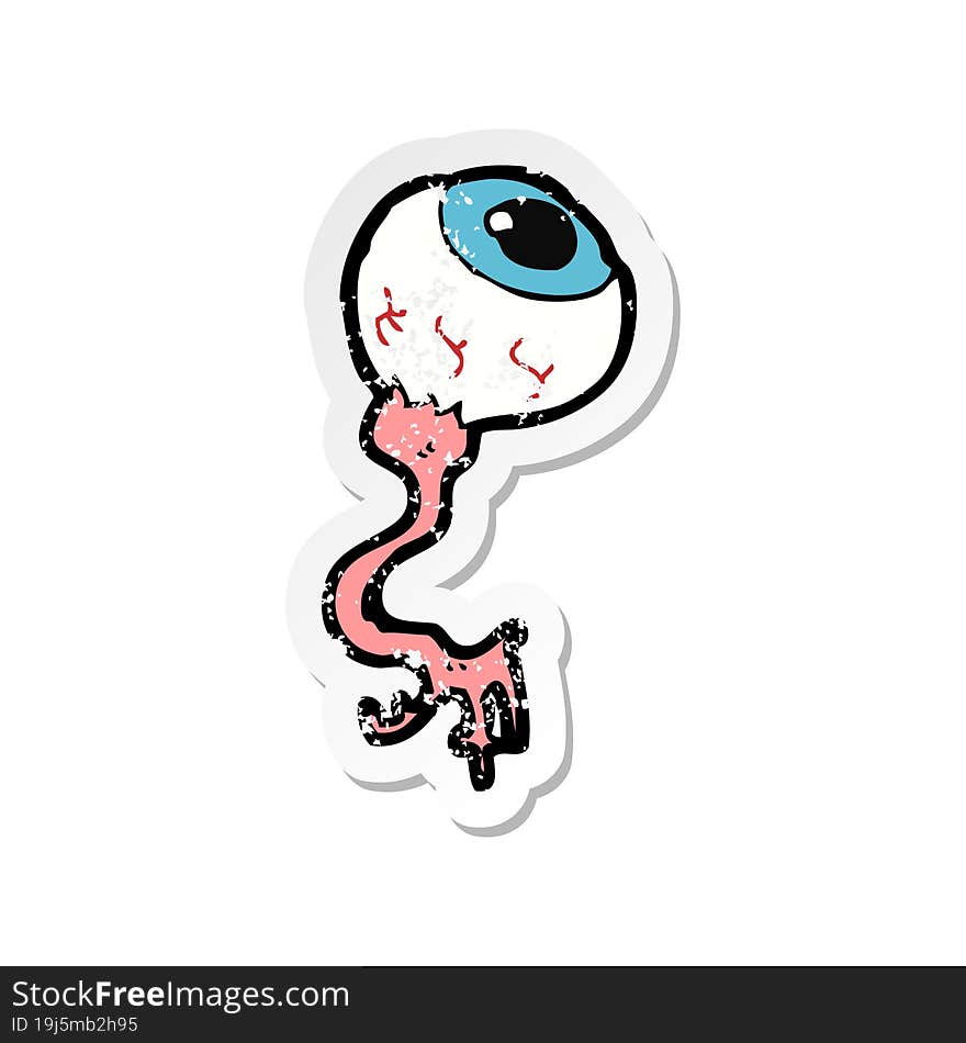 retro distressed sticker of a cartoon gross eyeball