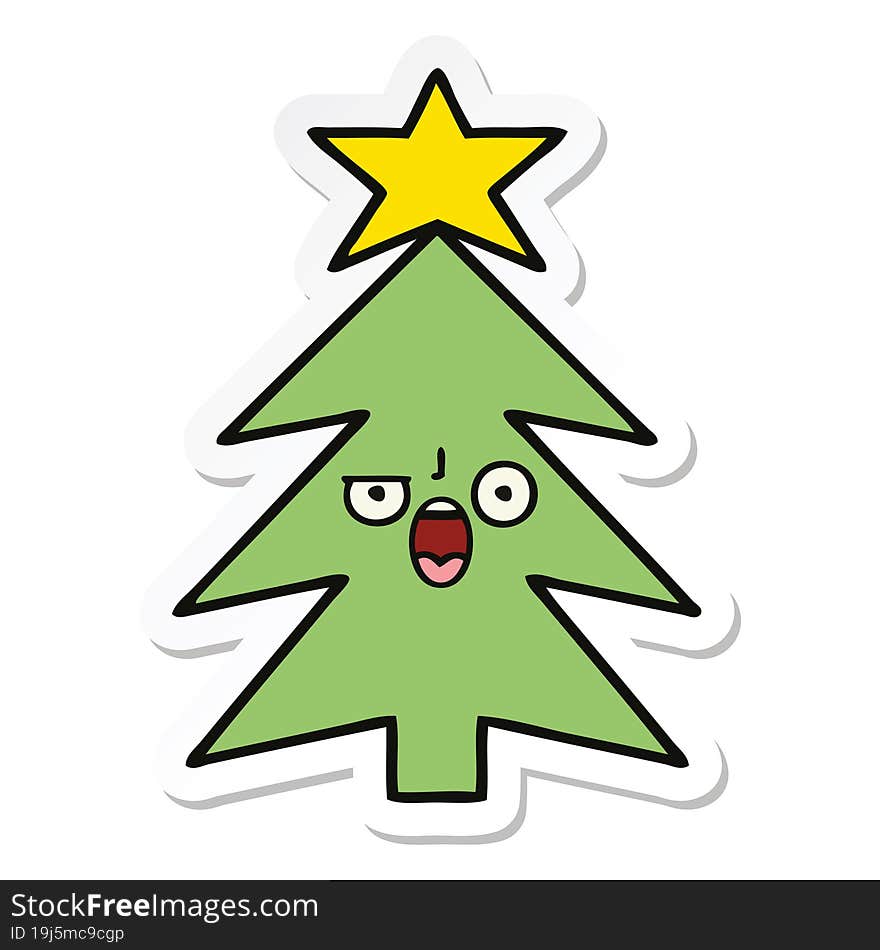 sticker of a cute cartoon christmas tree