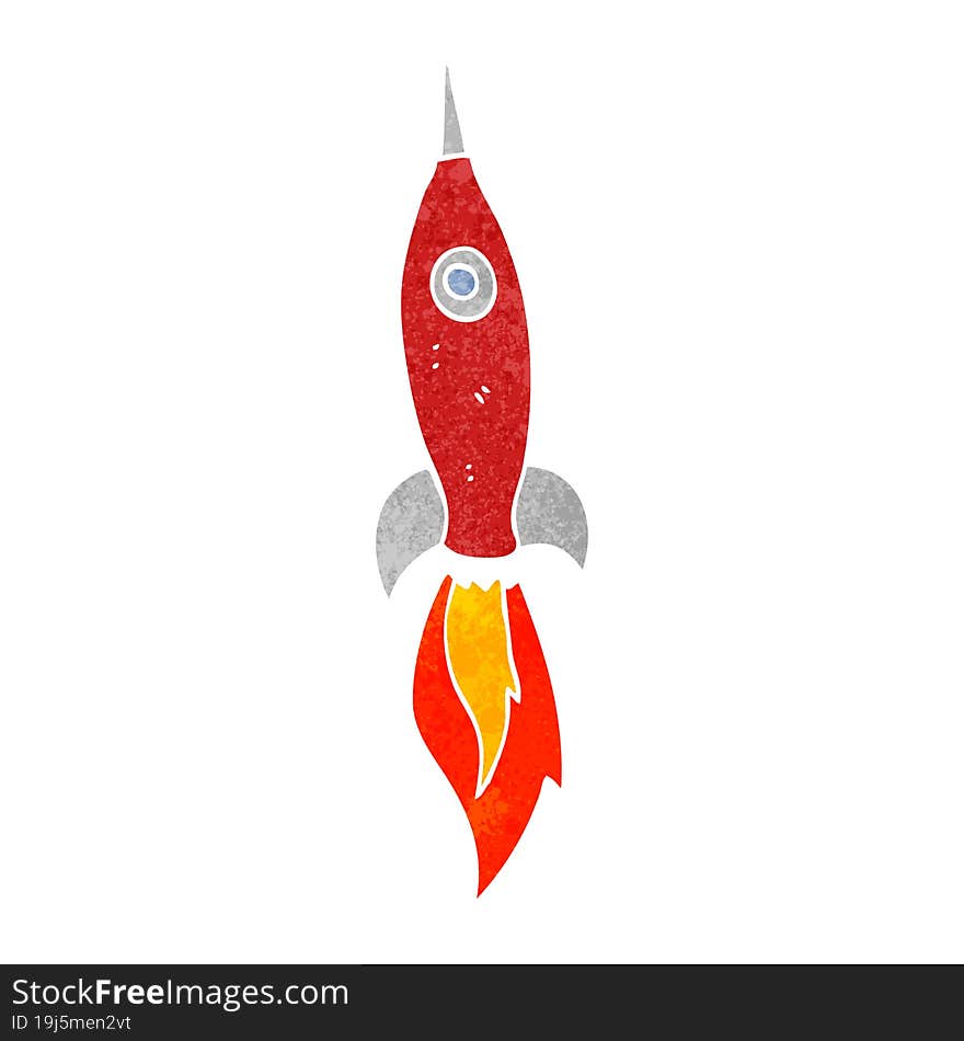 retro cartoon rocket