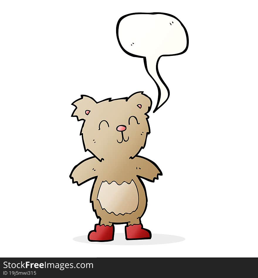 cartoon teddy bear with speech bubble