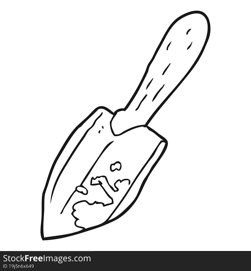 black and white cartoon trowel