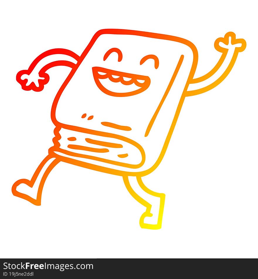 warm gradient line drawing cartoon happy book waving