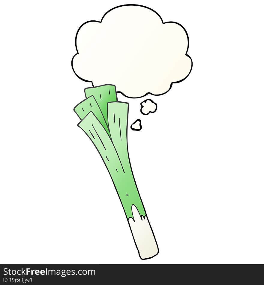 cartoon leeks with thought bubble in smooth gradient style