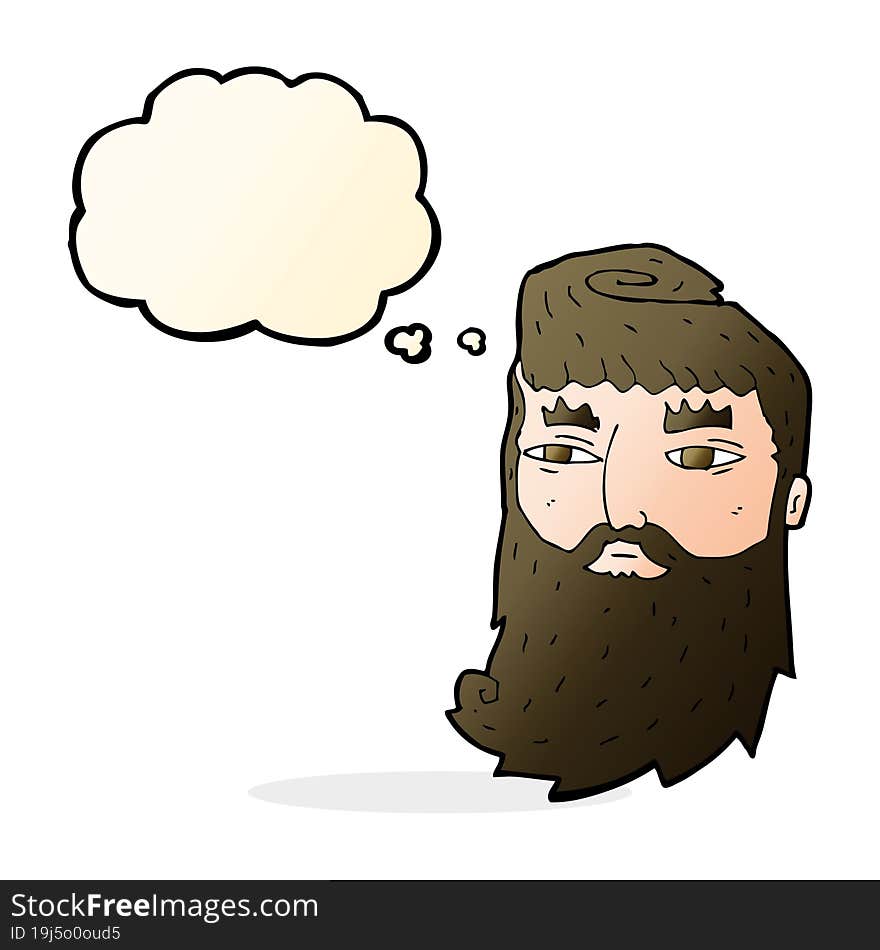 Cartoon Bearded Man With Thought Bubble