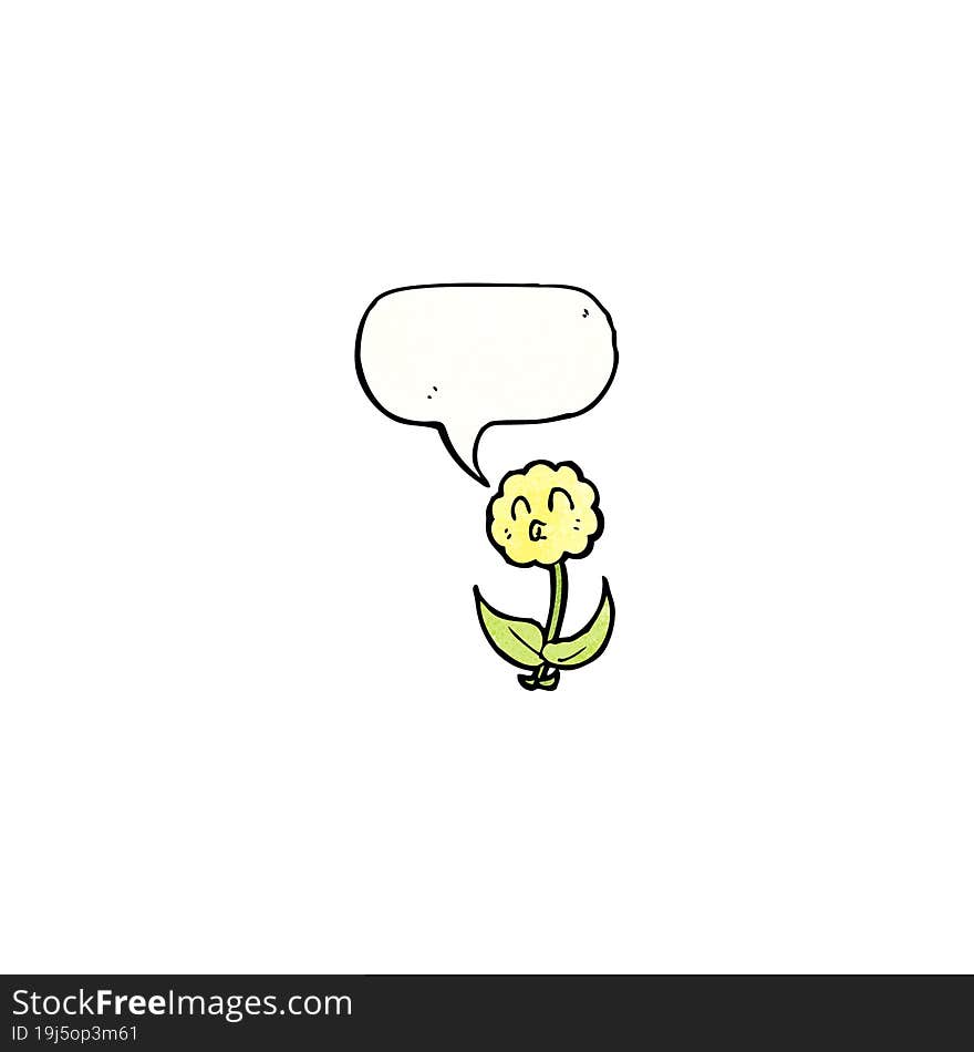 cartoon flower with speech bubble