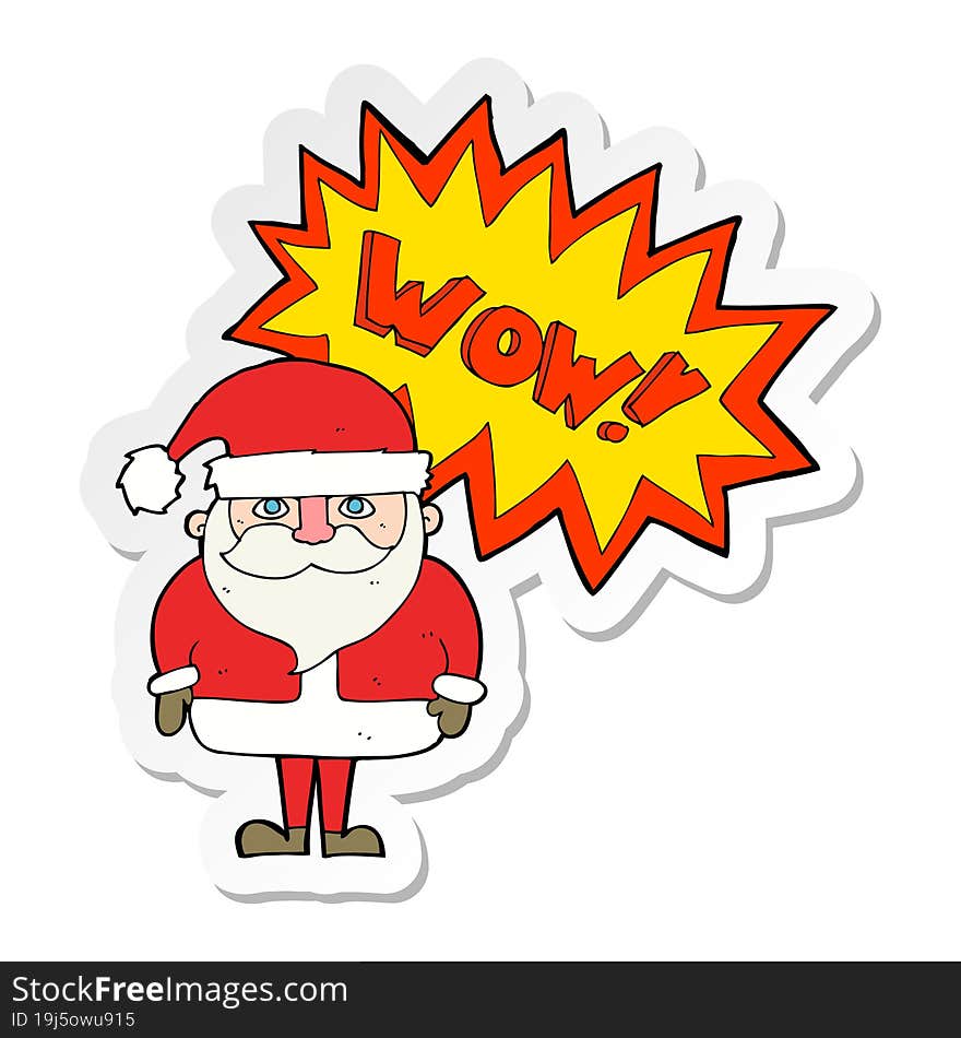 sticker of a cartoon amazed santa claus