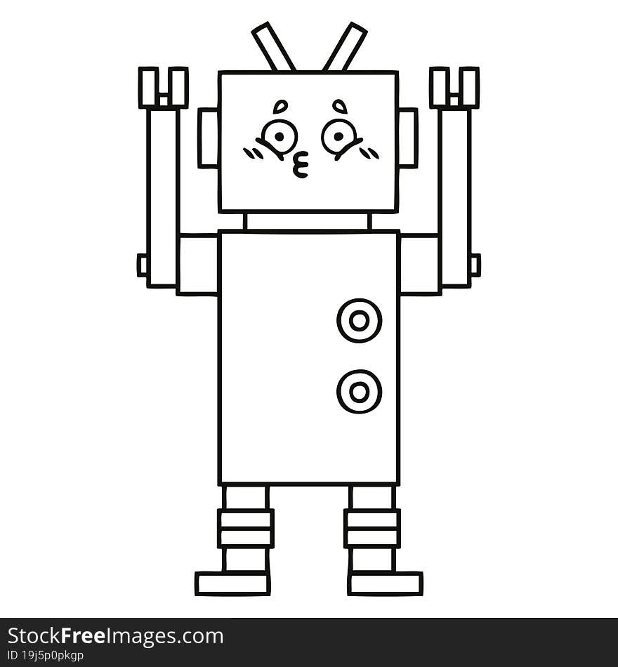 line drawing cartoon of a robot. line drawing cartoon of a robot