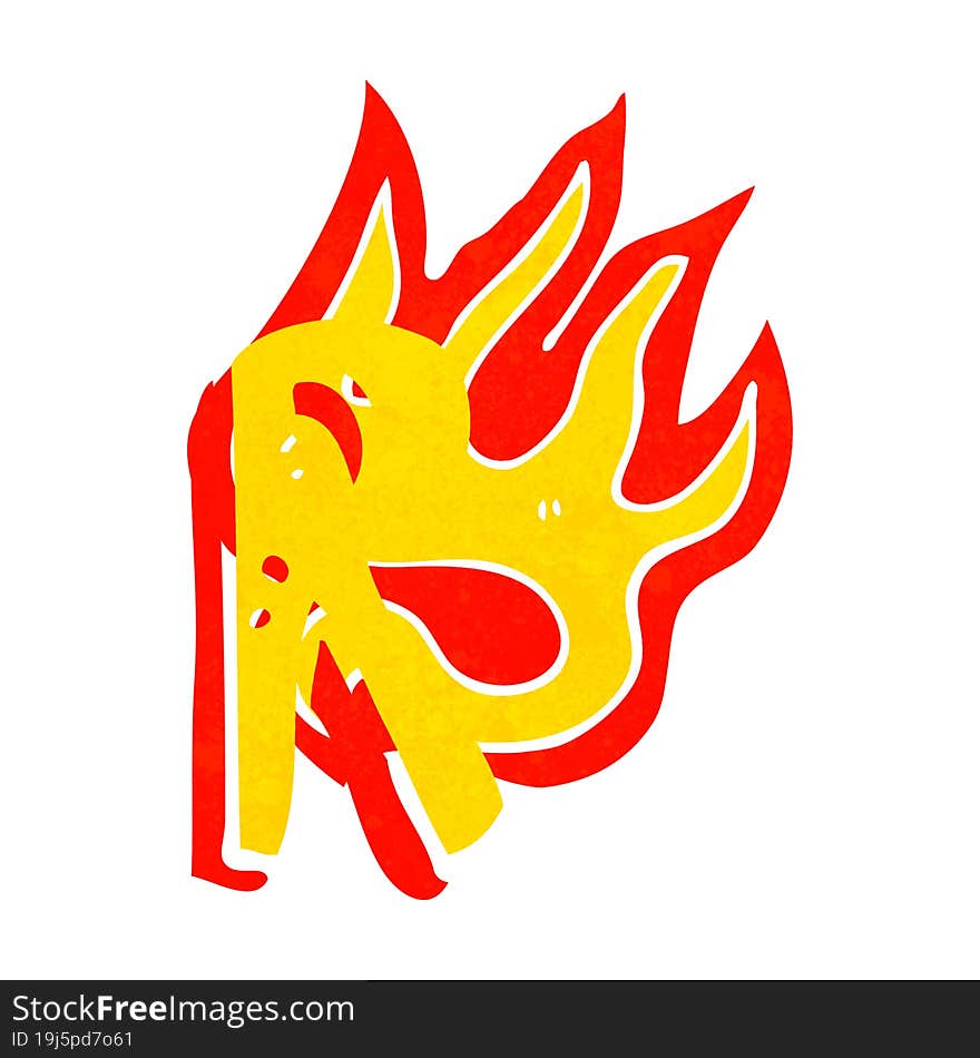 cartoon flaming letter