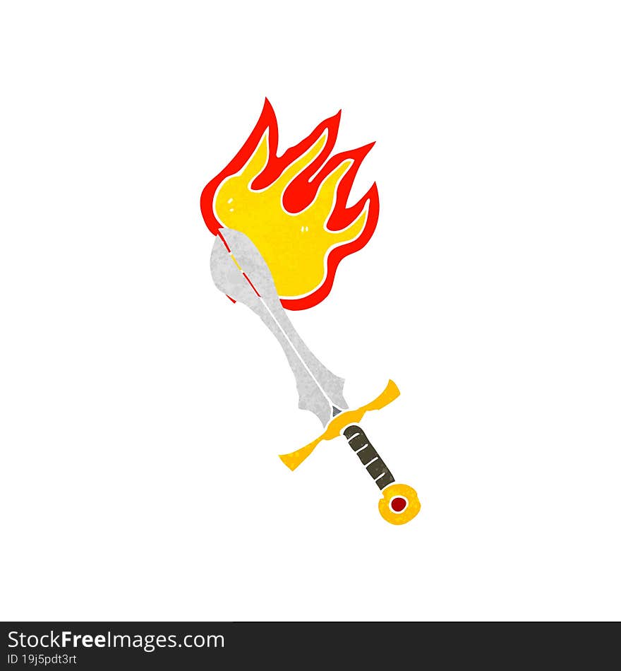 cartoon flaming sword