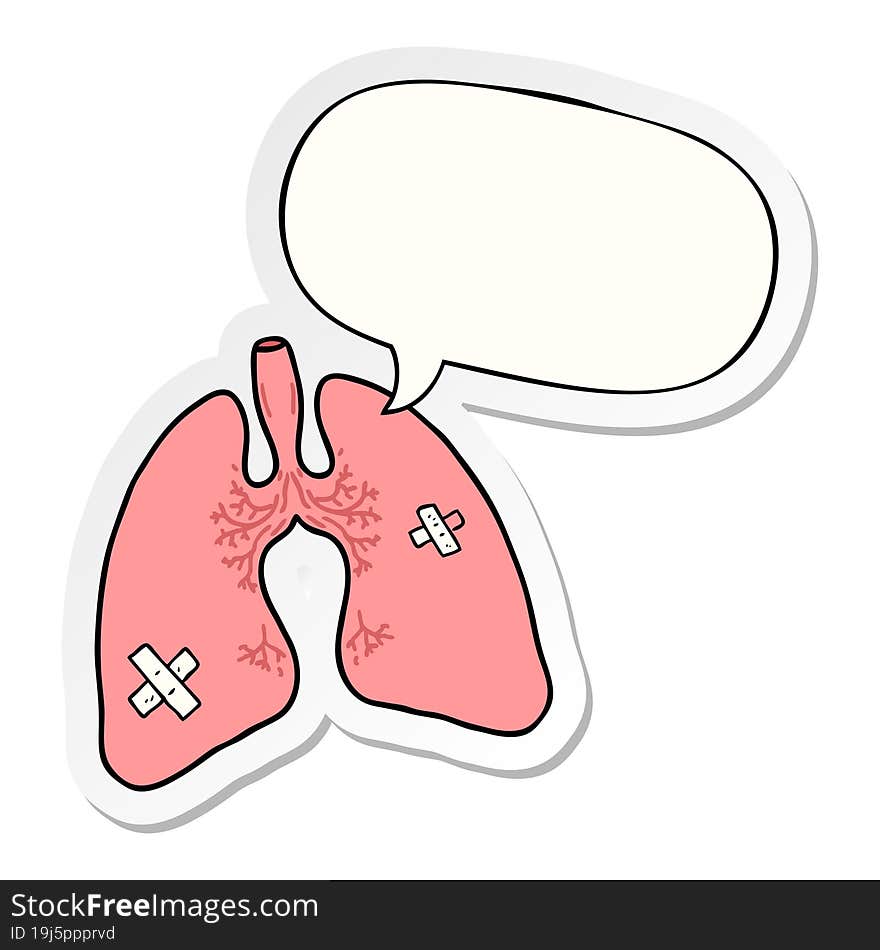 cartoon lungs and speech bubble sticker