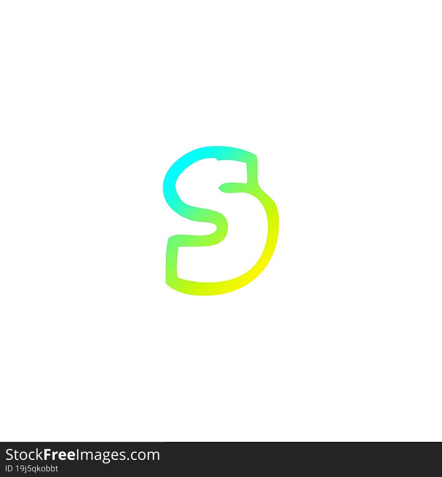 cold gradient line drawing cartoon letter s