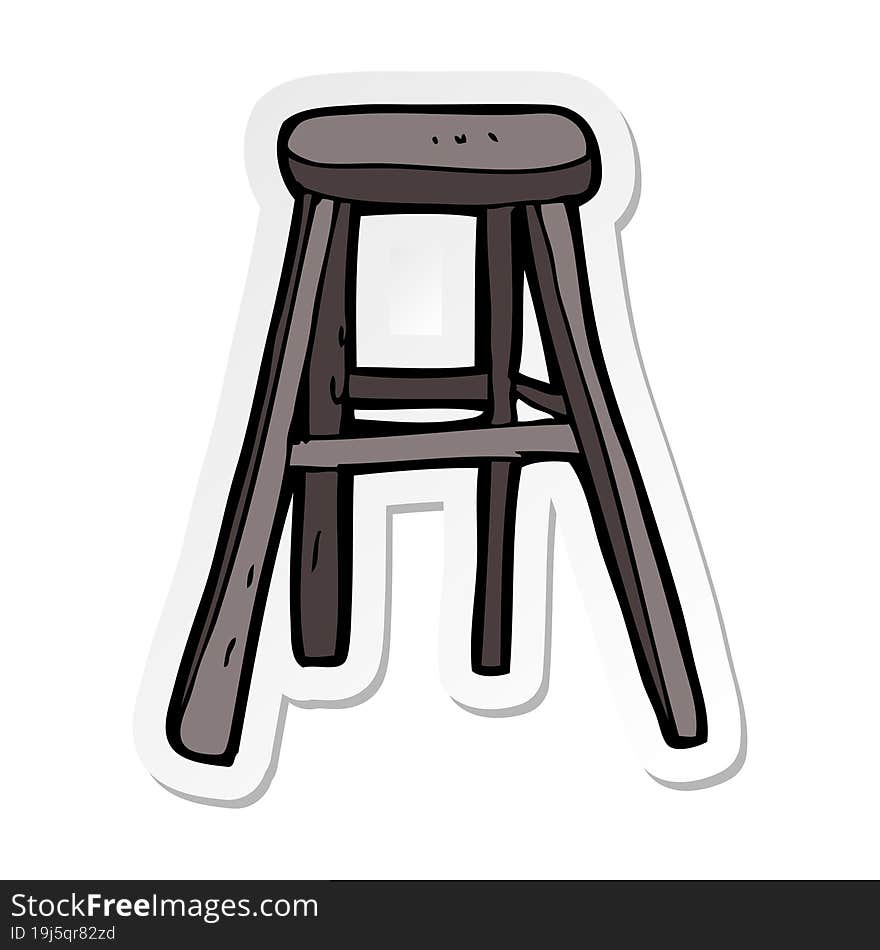 Sticker Of A Cartoon Wooden Stool