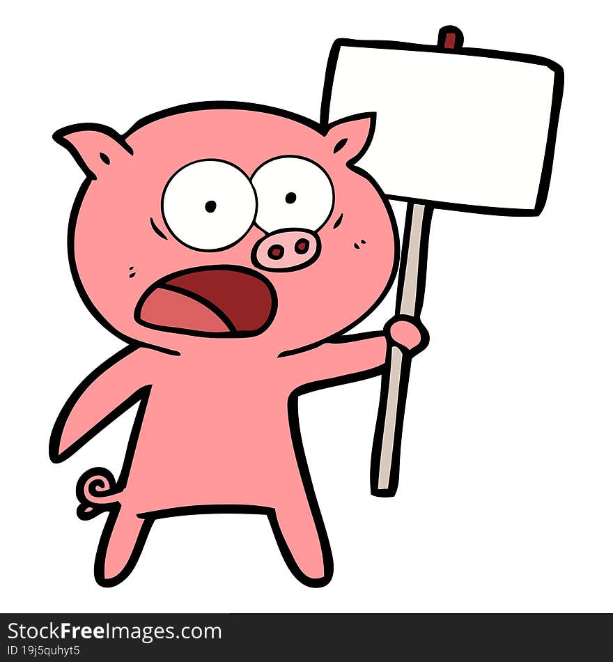 cartoon pig protesting. cartoon pig protesting