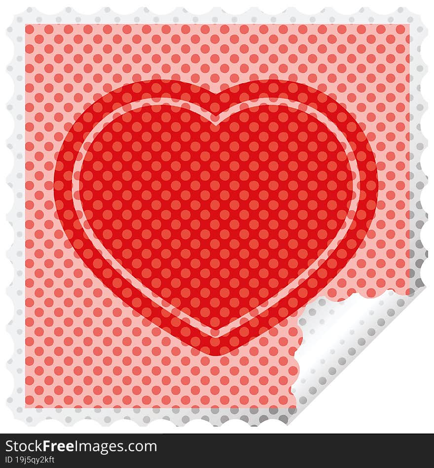 heart symbol graphic vector illustration square sticker stamp