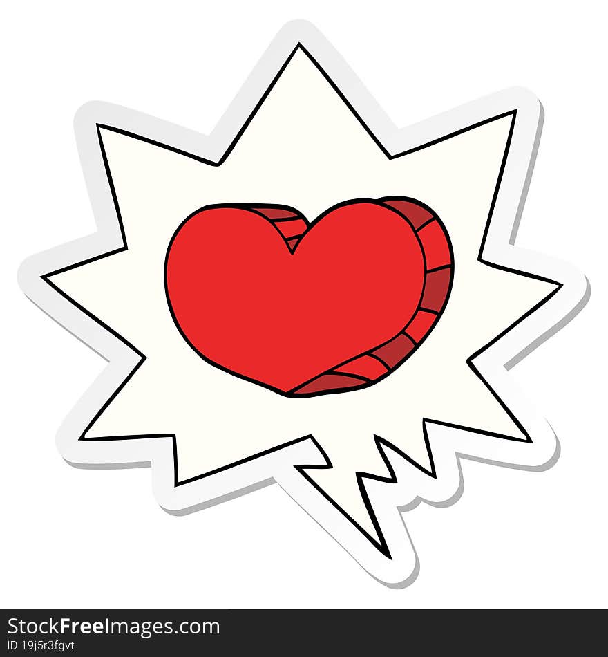 Cartoon Love Heart And Speech Bubble Sticker