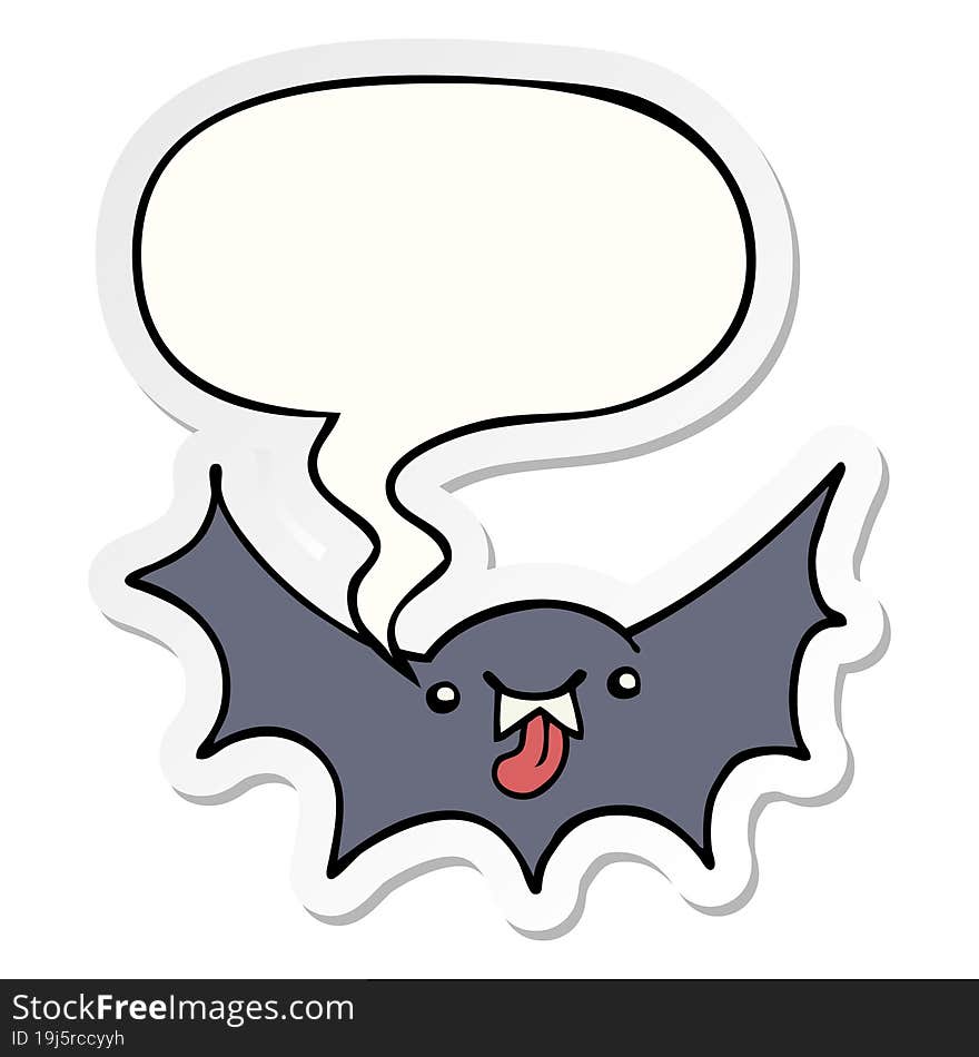 cartoon vampire bat and speech bubble sticker