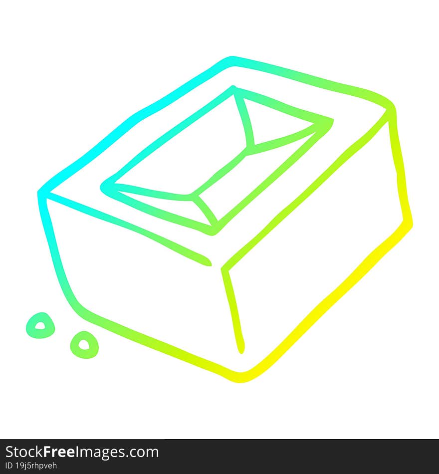 cold gradient line drawing of a cartoon brick