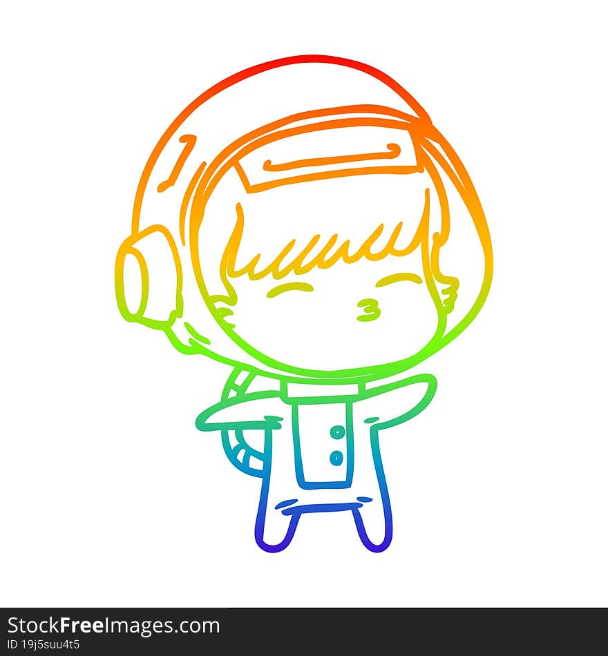 rainbow gradient line drawing cartoon curious astronaut