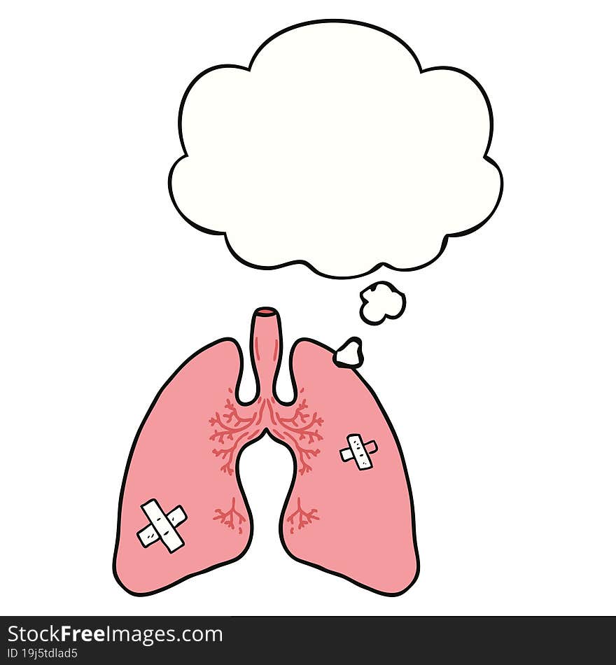 cartoon lungs and thought bubble