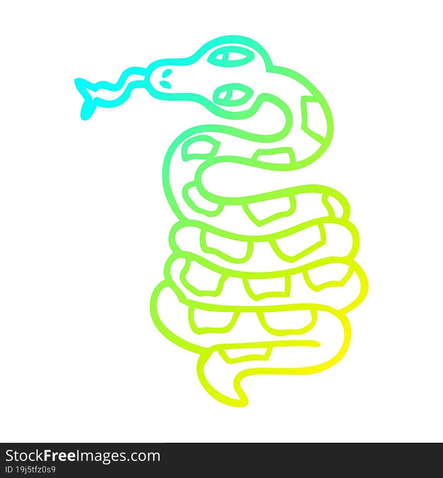 cold gradient line drawing cartoon poisonous snake