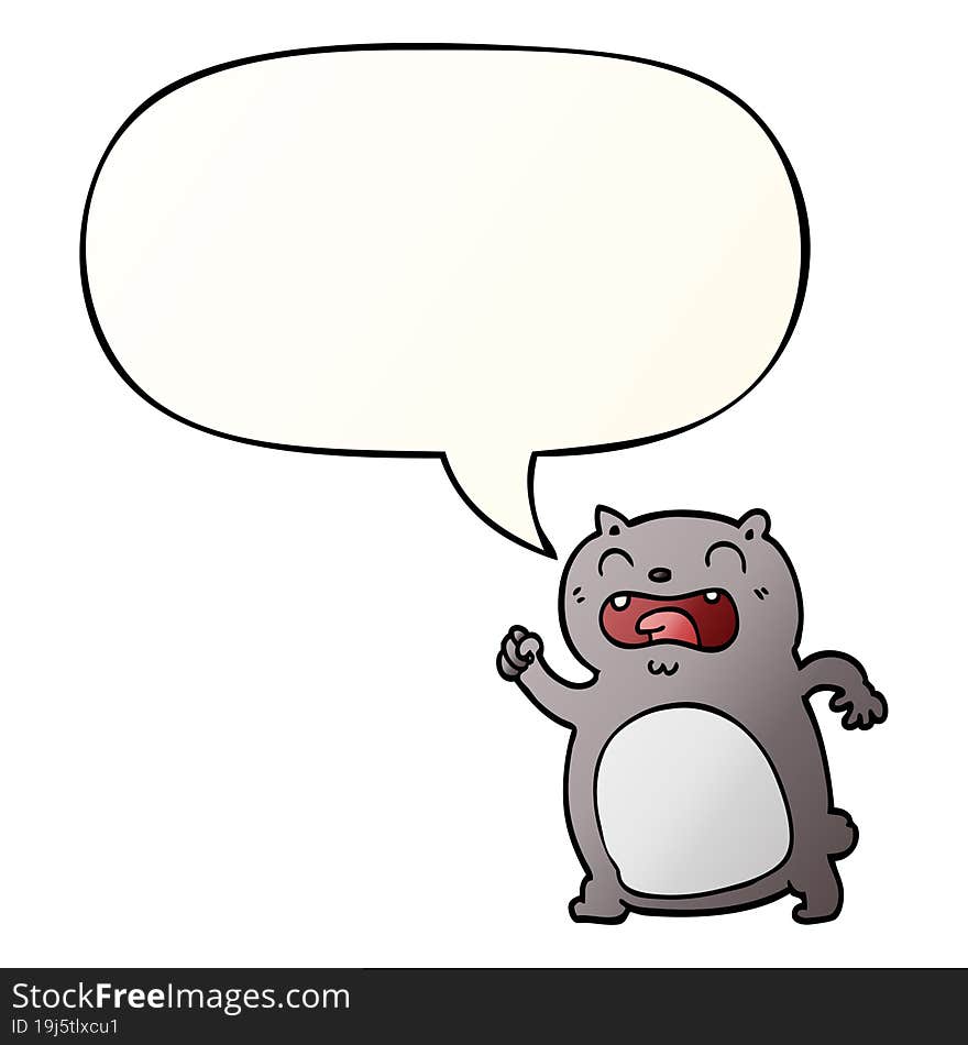 cartoon cat and speech bubble in smooth gradient style