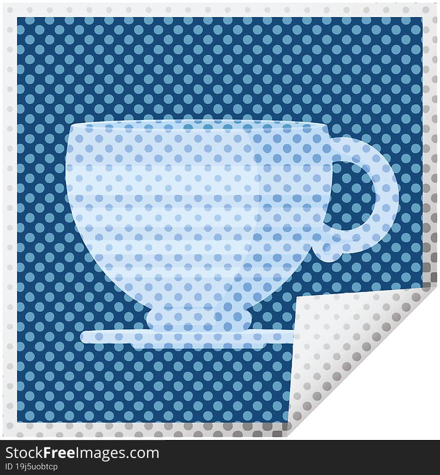 coffee cup graphic vector illustration square sticker. coffee cup graphic vector illustration square sticker