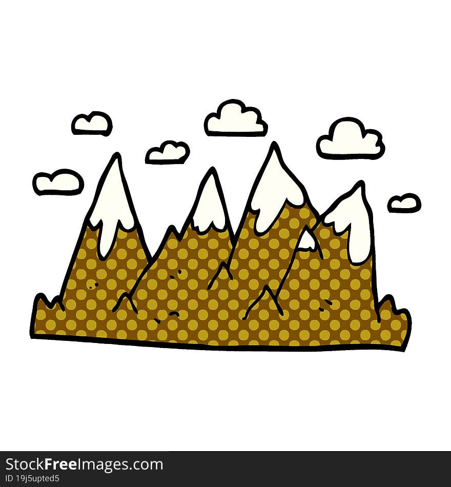 cartoon doodle mountain range