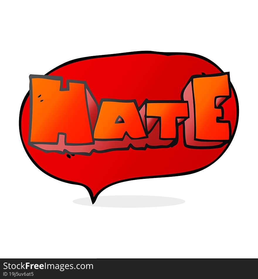 speech bubble cartoon word Hate