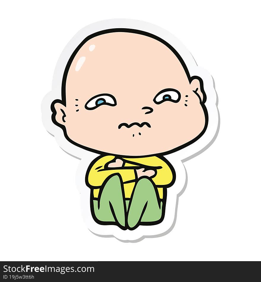 sticker of a cartoon nervous man