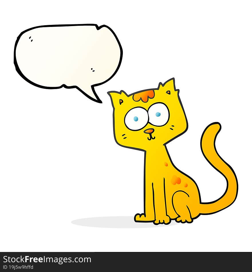 freehand drawn speech bubble cartoon cat