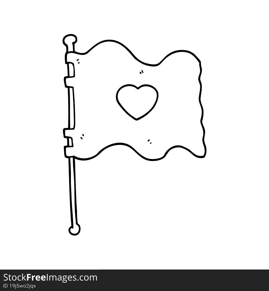 Cartoon Flag With Love Heart