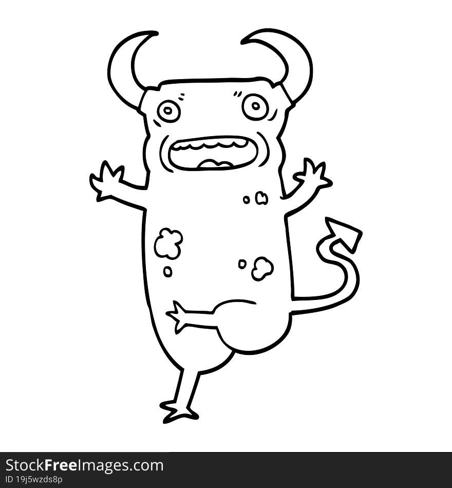 line drawing cartoon demon