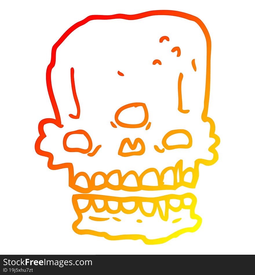 warm gradient line drawing cartoon spooky skull