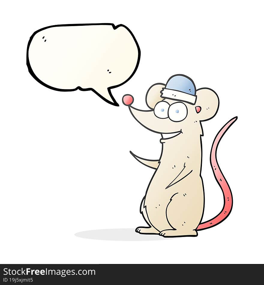 freehand drawn speech bubble cartoon happy mouse