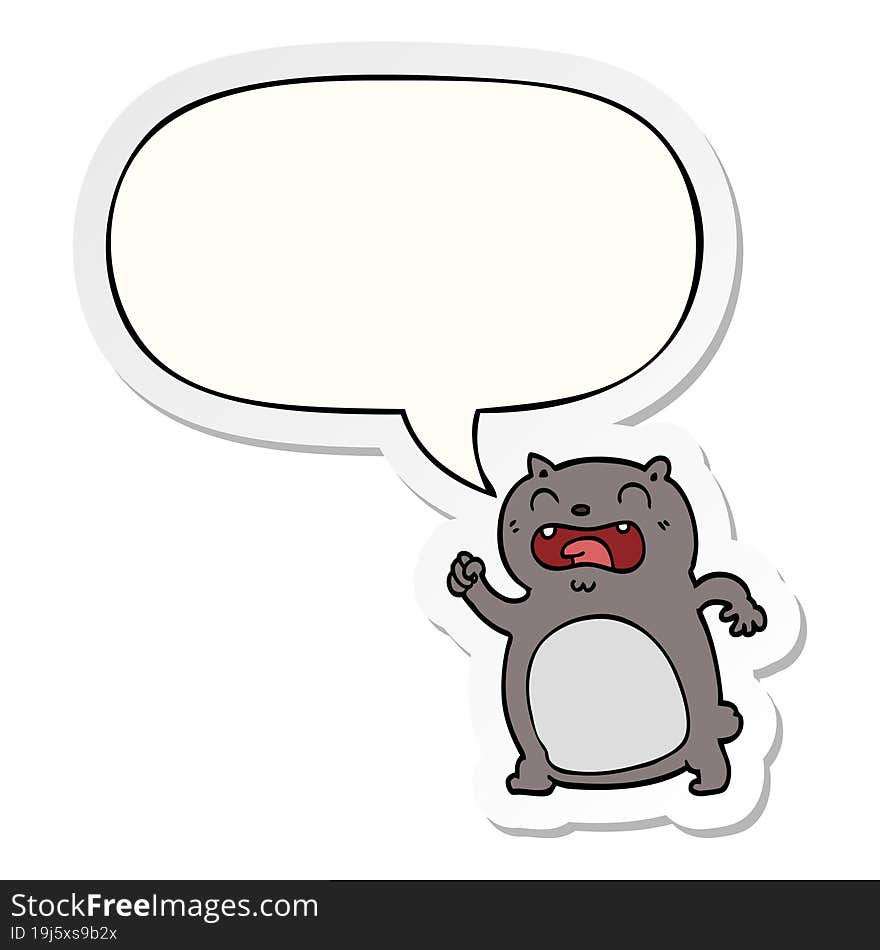 Cartoon Cat And Speech Bubble Sticker