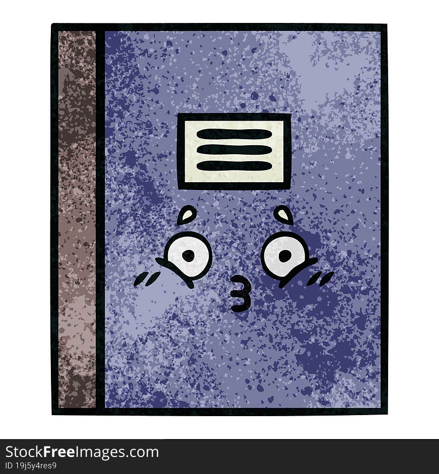 retro grunge texture cartoon of a notebook