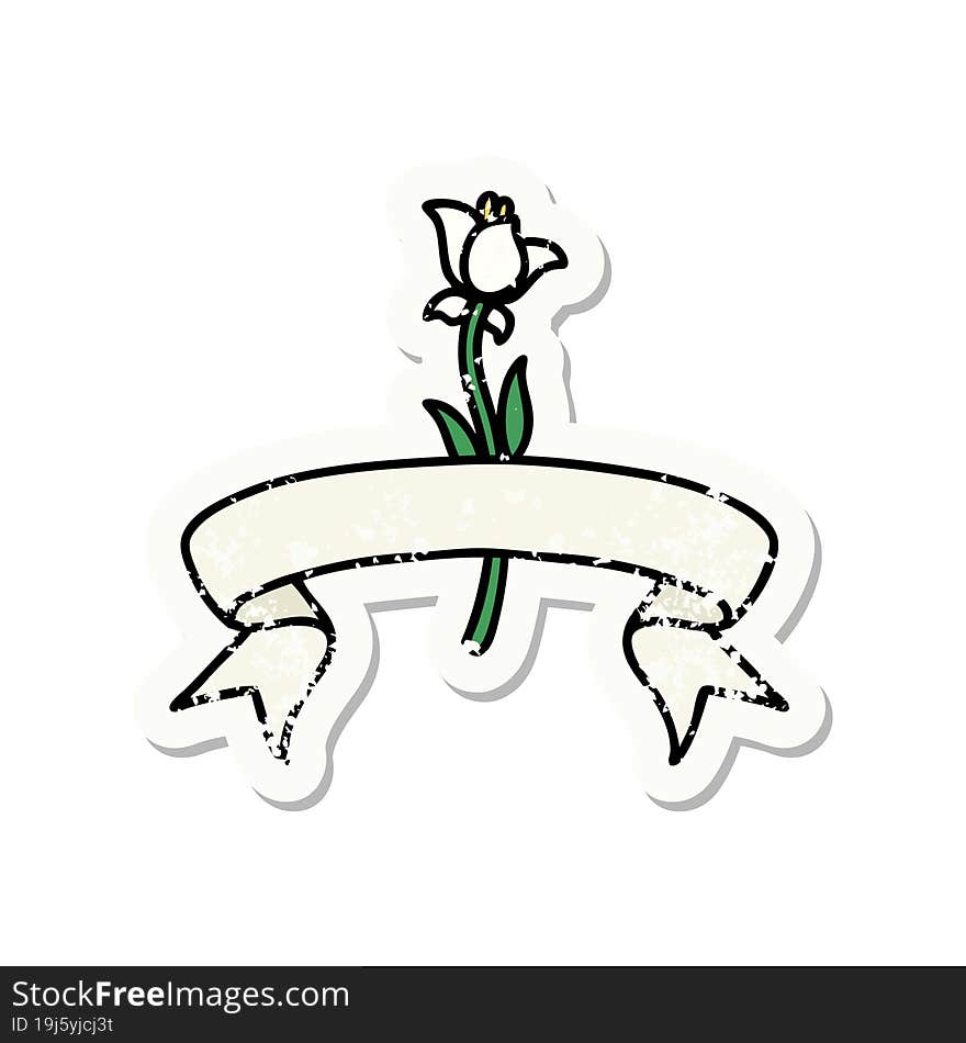 Grunge Sticker With Banner Of A Lily